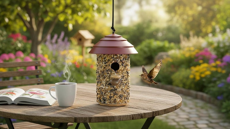 CEDAR ALPHA Pebble Stone Bird House for Outside Clearance, HDPE Roof Bird House for Outdoor, Heavy Duty Stone, Hanging Birdhouse for Outside, Wren House 10 Year Lasting (Red) - Image 2